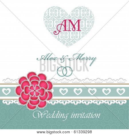 Wedding invitation card with floral elements