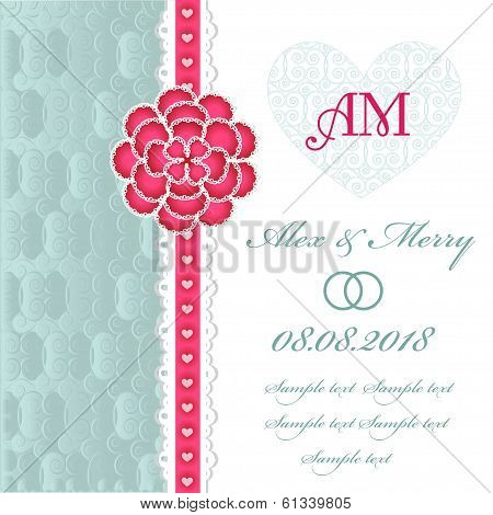 Wedding invitation card with floral elements