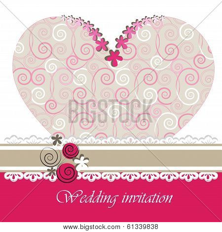 Wedding invitation card with floral elements