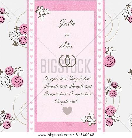 Wedding invitation card with floral elements