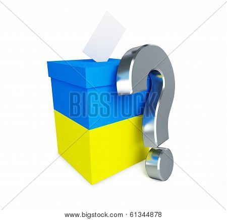 Elections In Ukraine Question Mark On A White Background