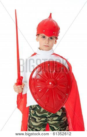 Young Boy Dressed Like A Knight