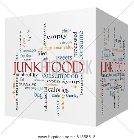 Junk Food 3D Cube Word Cloud Concept