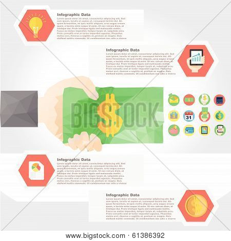 Vector Bulb Polygon Infographic Element With Flat Color