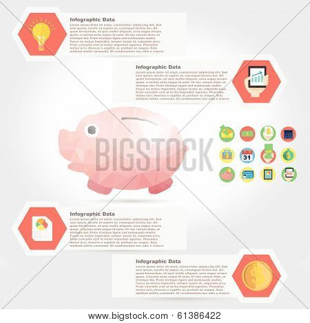 Vector Piggy Bank Infographic Element In Polygon Design For Finance And Business