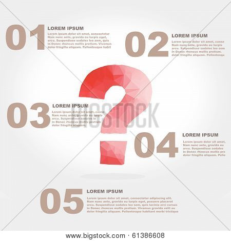 Vector Question Mark Polygon Infographic Element With Flat