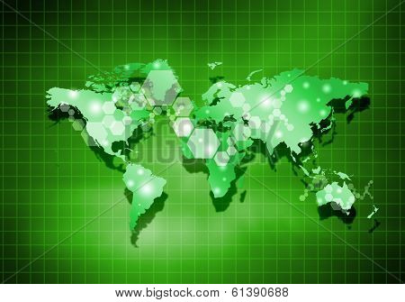 Background digital image of world map with connection lines