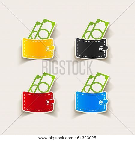 realistic design element: purse, money
