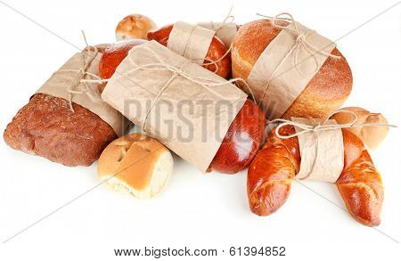 Different types of bread isolated on white