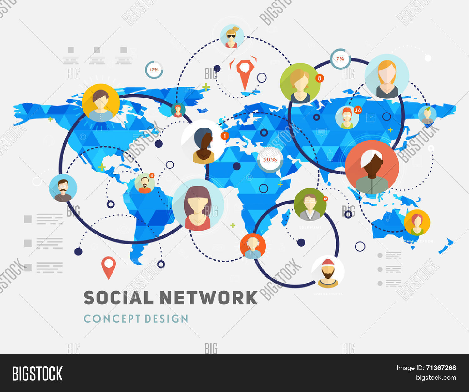 Social Computer Network Vector Social Network Vector Vector & Photo (Free Trial) | Bigstock