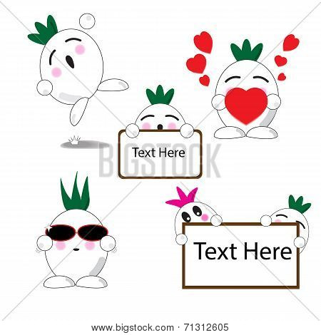 Onion Cartoon With Five Expressions