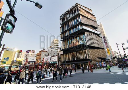 Tokyo, Japan - November 21, 2013: Unidentified Tourists Around Asakusa Culture Tourist Center