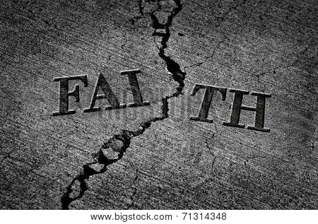Detail Illustration of broken faith with cracked cement