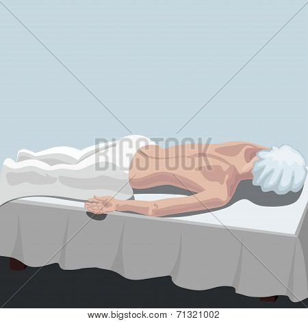 The woman lies on the couch