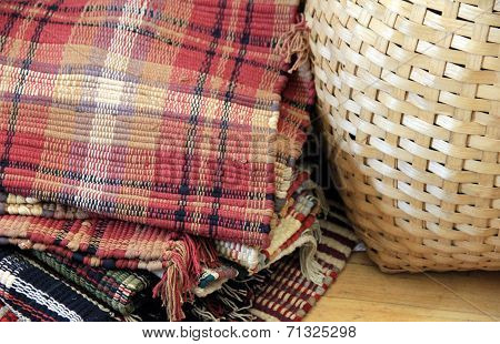 Hand woven placemats and woven basket