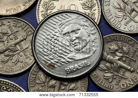 Coins of Brazil. Brazilian five centavos coin.