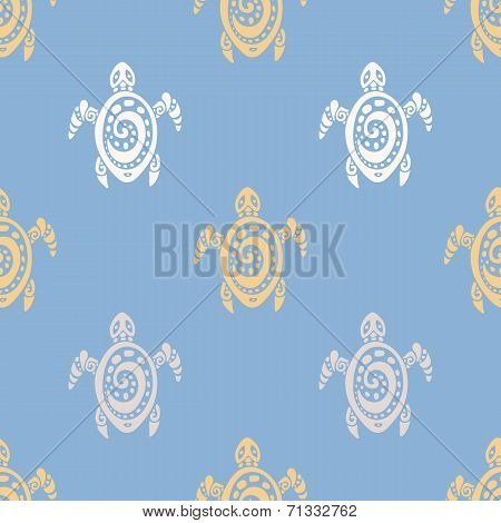 Sea Turtles.  Seamless Vector pattern.