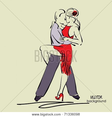 art sketched tango dancers in vector