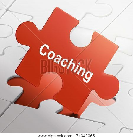 Coaching Word On Red Puzzle Pieces