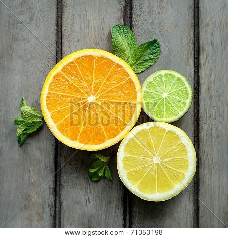Orange, lemon, lime