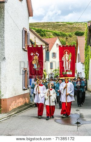 Johannis Procession In Oberrrotweil, Germany