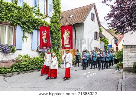 Johannis Procession In Oberrrotweil, Germany