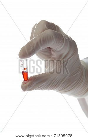 Hand With Testtube Isolated On White