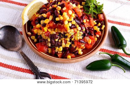 Salsa Salad And Green Peppers