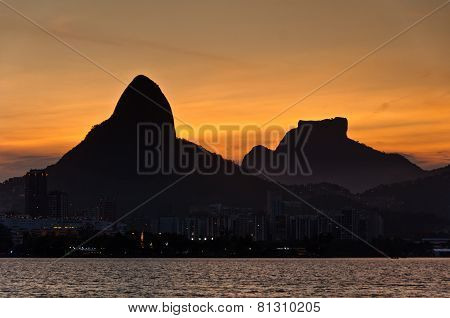 Rio de Janeiro Mountains and Lake by Sunset