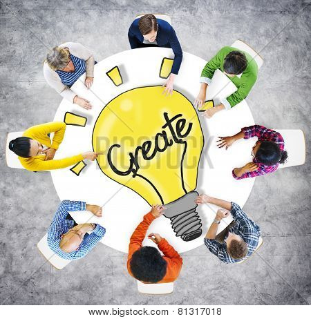 Aerial View People Creativity Breaking New Ground Concepts