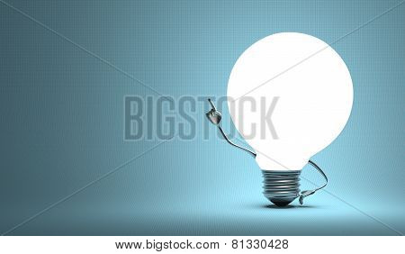 ???globe Light Bulb Character In Aha Moment