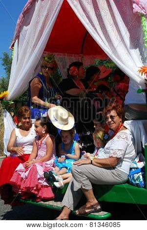 Spanish family in a caravan.