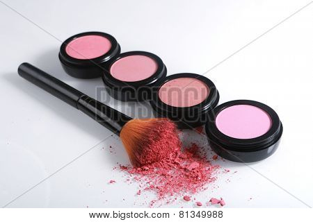 Pink Blush Sets on White Background