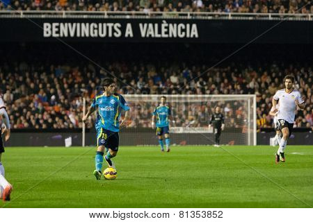 VALENCIA, SPAIN - JANUARY 25: Banega during Spanish League match between Valencia CF and Sevilla FC at Mestalla Stadium on January 25, 2015 in Valencia, Spain