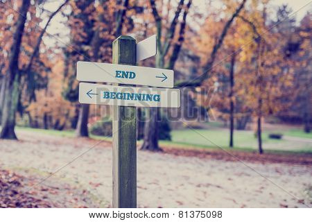 Opposite Directions Towards End And Beginning