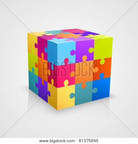 Colored puzzle cube. Vector illustration