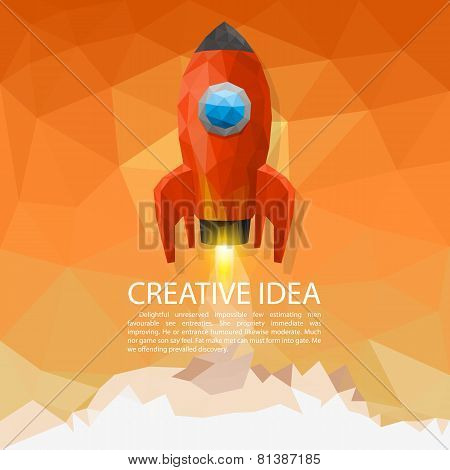 Space rocket launch 3d polygon