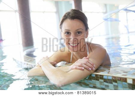 Woman relaxing in seawater spa pool