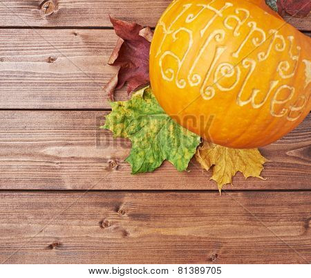 Happy Halloween pumpkin composition