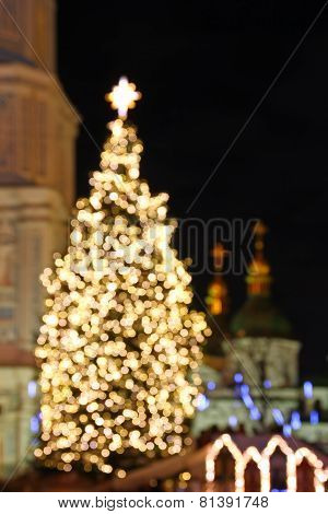 St. Sophia Cathedral And Christmas Tree In Kyiv