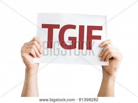 TGIF card isolated on white background
