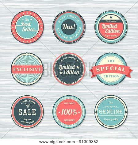Vintage labels set: new, limited edition, exclusive, sale.