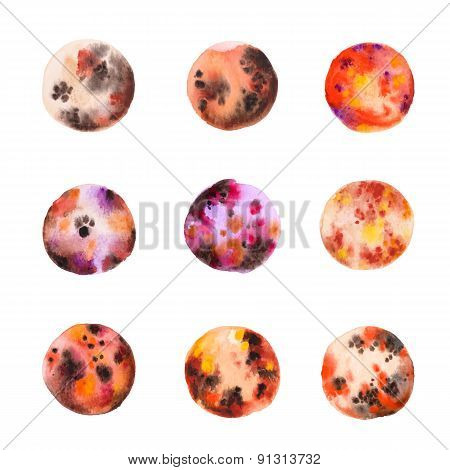 Vector watercolors pattern. Round shapes pattern.