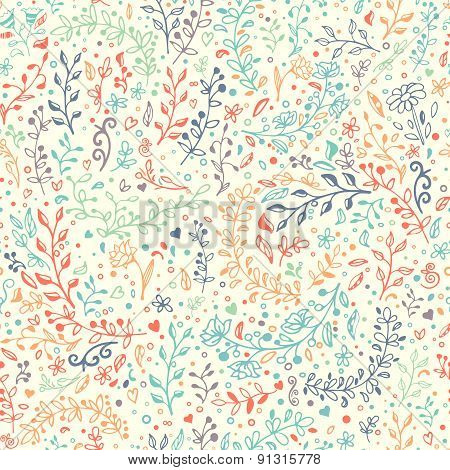 Vector seamless floral pattern. Hand draw, doodles.