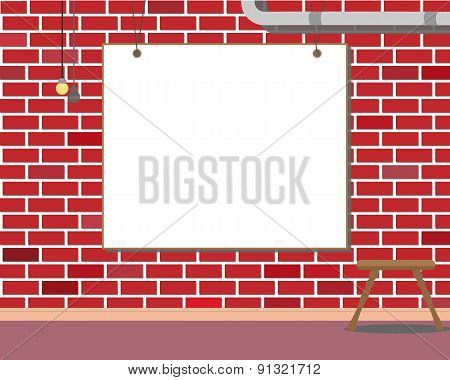 Frame on brick wall for your text and images. Vector Illustration