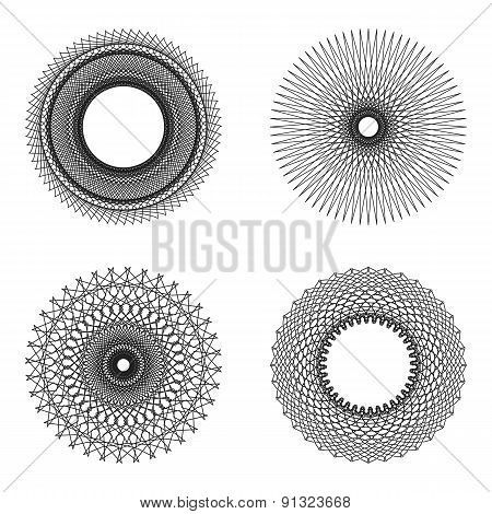 Vector Vintage Circular Ornaments. Retro Sunburst Collection