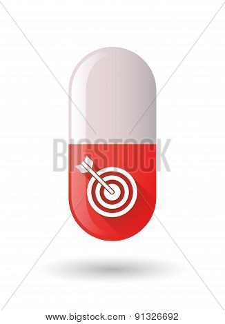 Red Pill Icon With A Dart Board