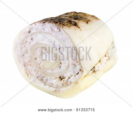 Roll of Sulguni cheese with ricotta and walnuts