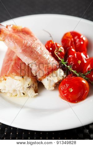 White Fish Wrapped In Bakon