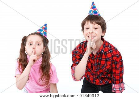 Brother and sister having fun at the party